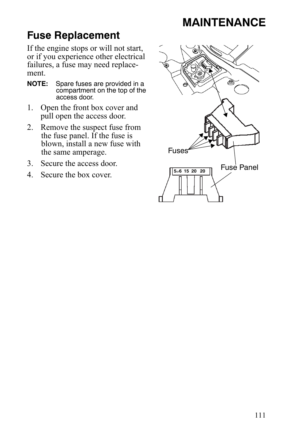 Maintenance, Fuse replacement | Polaris Sportsman 700 X2 User Manual | Page 114 / 163