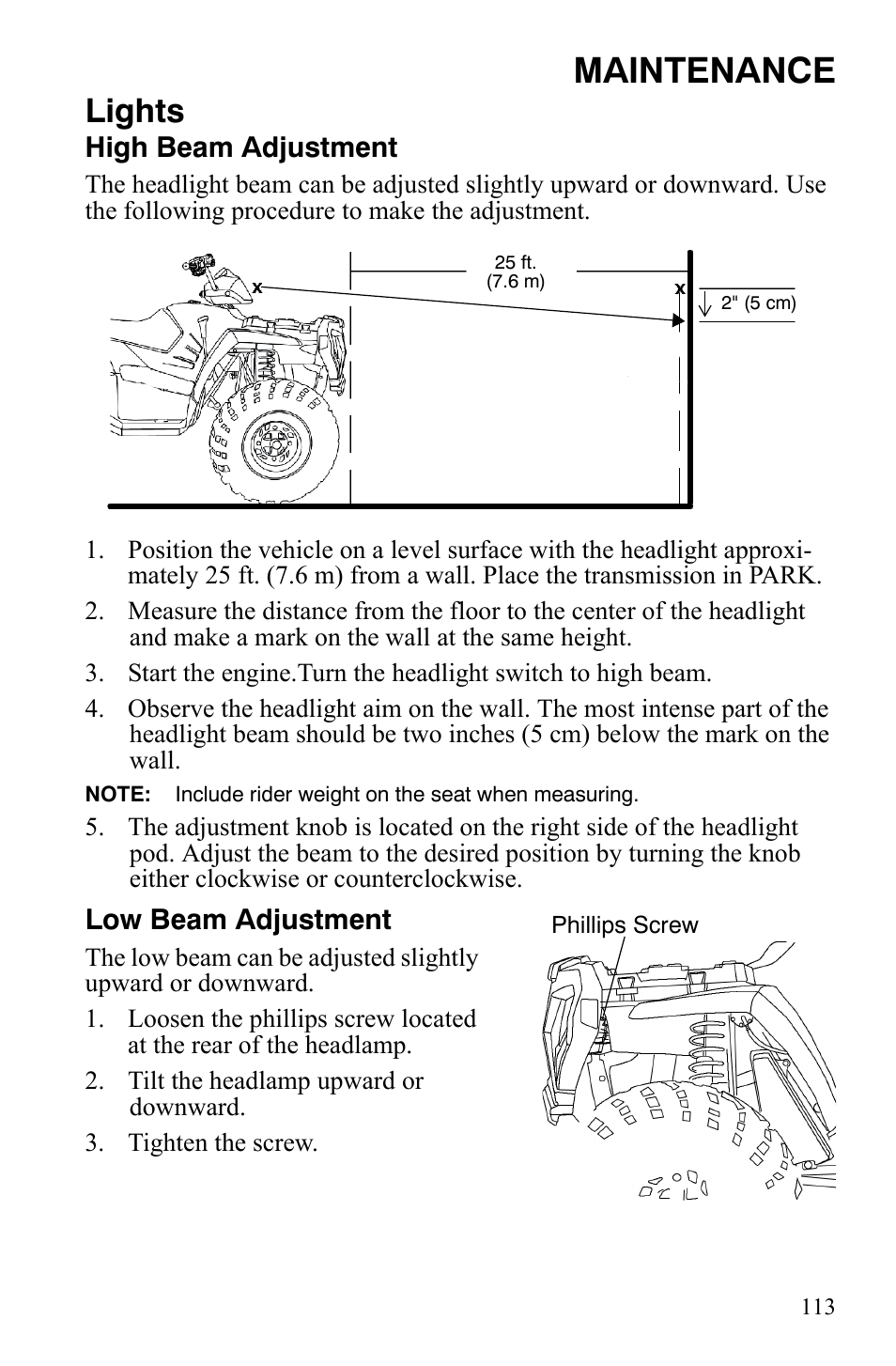 Maintenance, Lights | Polaris Sportsman 700 X2 User Manual | Page 116 / 163