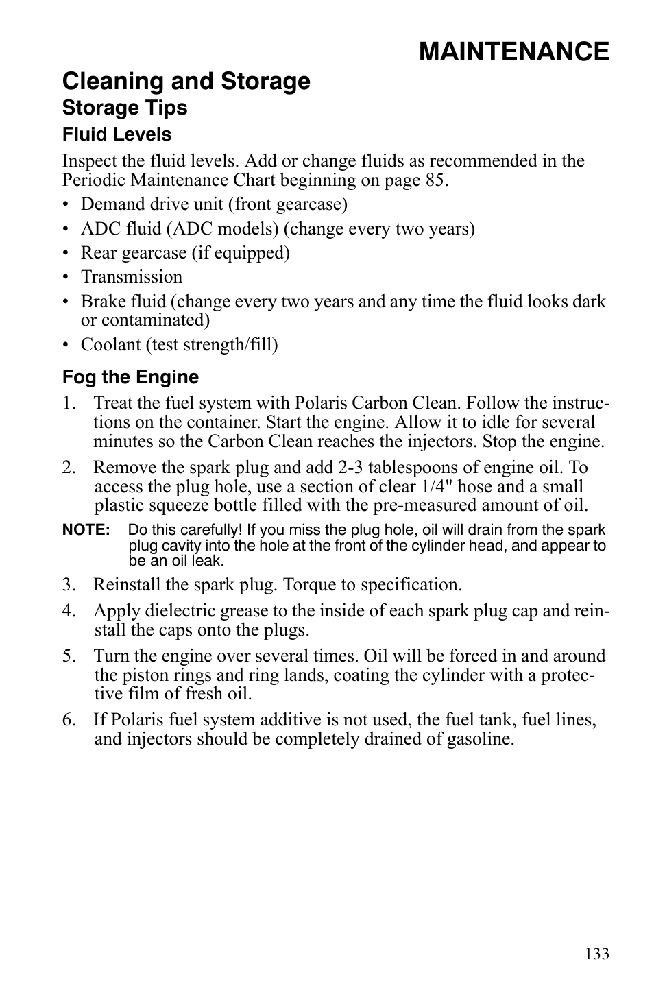Maintenance, Cleaning and storage | Polaris Sportsman 700 X2 User Manual | Page 136 / 163