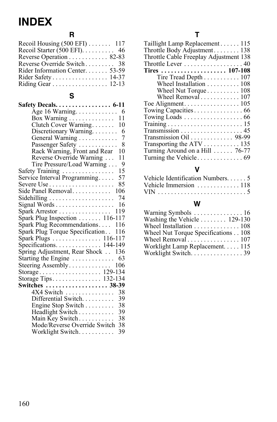 Index | Polaris Sportsman 700 X2 User Manual | Page 163 / 163