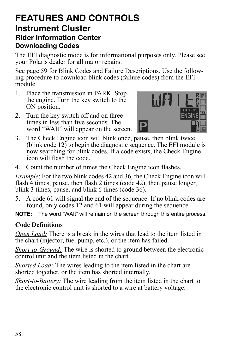 Features and controls, Instrument cluster | Polaris Sportsman 700 X2 User Manual | Page 61 / 163