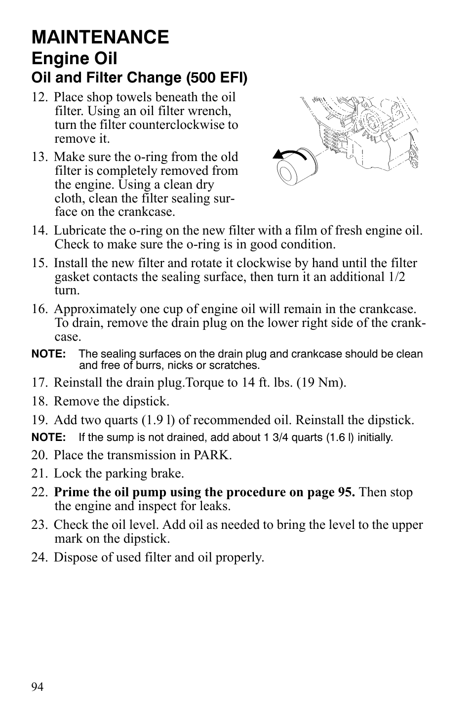 Maintenance, Engine oil | Polaris Sportsman 700 X2 User Manual | Page 97 / 163