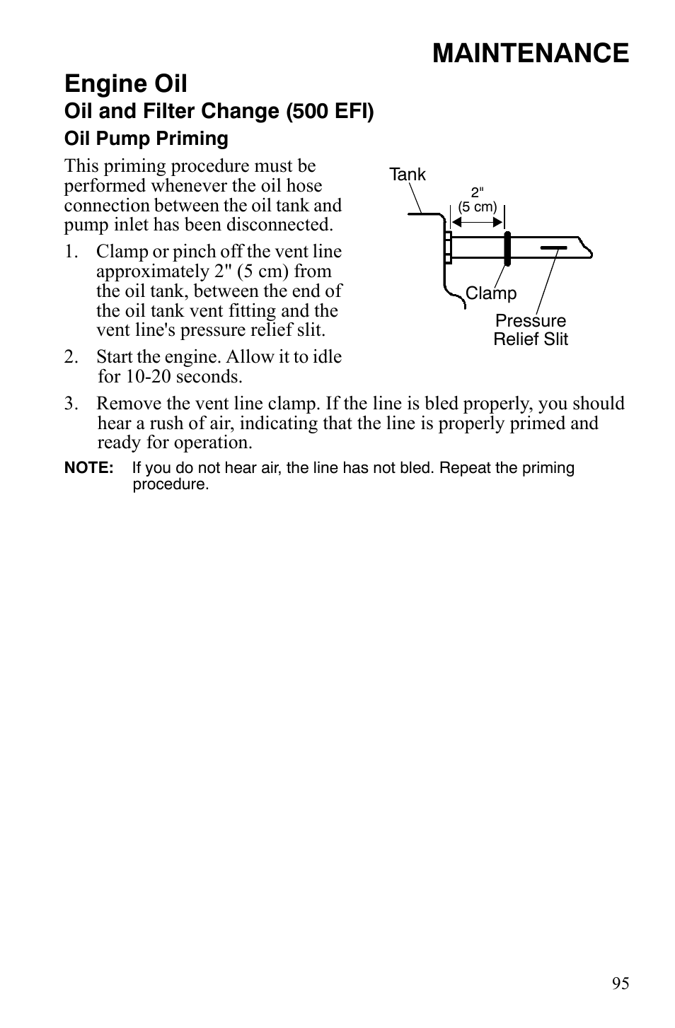 Maintenance, Engine oil, Oil and filter change (500 efi) | Polaris Sportsman 700 X2 User Manual | Page 98 / 163