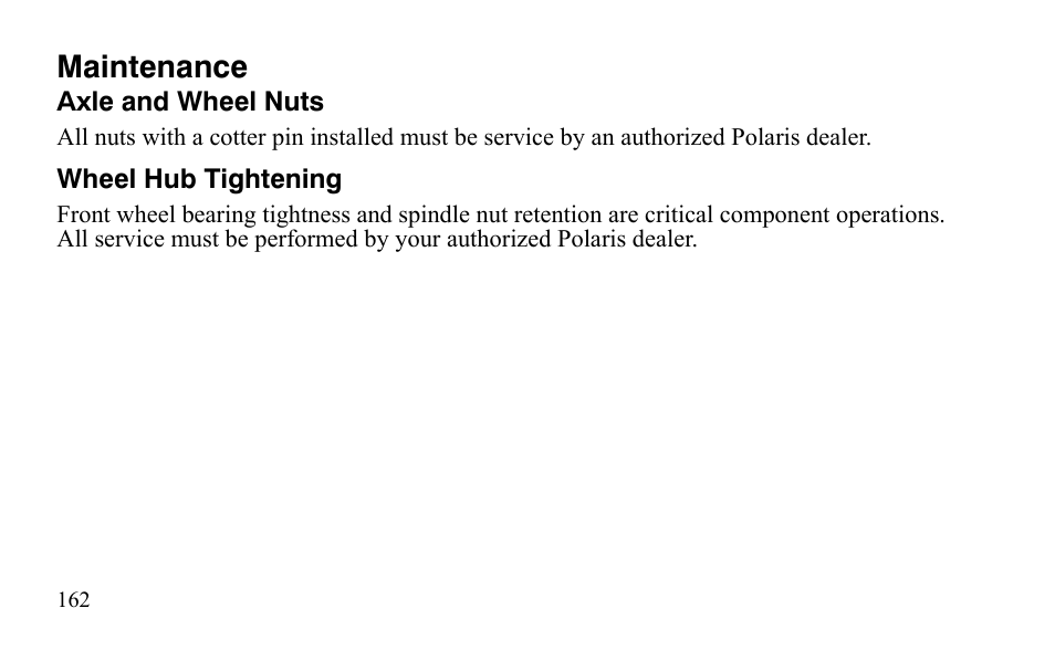 Maintenance | Polaris Sportsman 9921483 User Manual | Page 165 / 207
