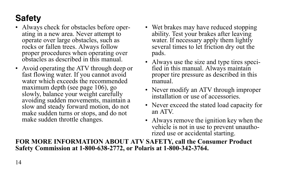 Safety | Polaris Sportsman 9921483 User Manual | Page 17 / 207