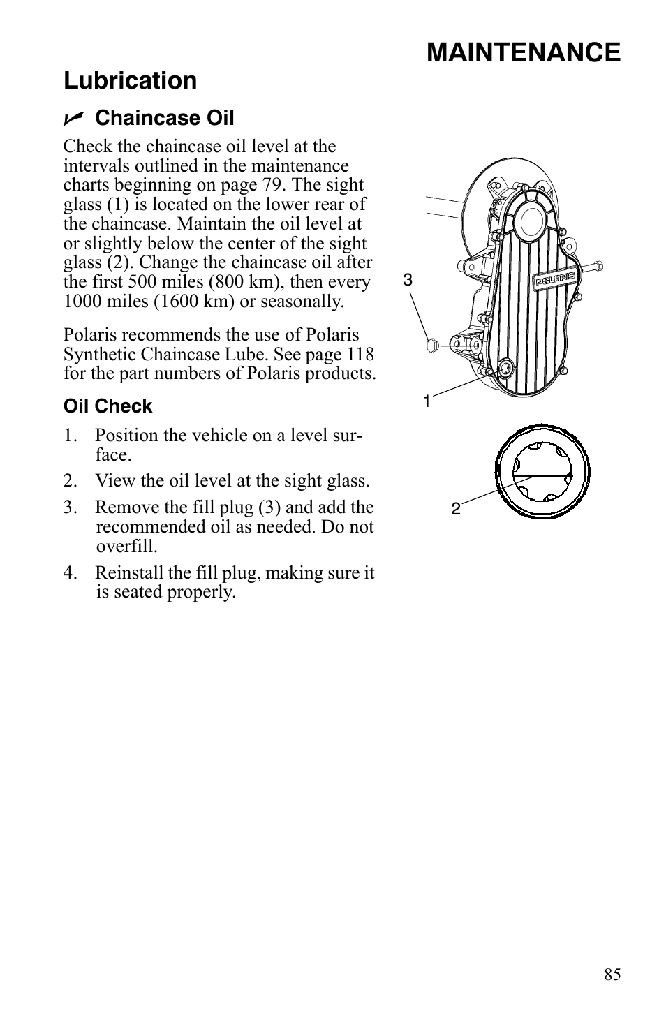 Maintenance, Lubrication | Polaris 800 Dragon SP User Manual | Page 88 / 141