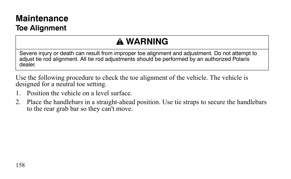 Maintenance, Warning | Polaris Outlaw 450 S User Manual | Page 161 / 218