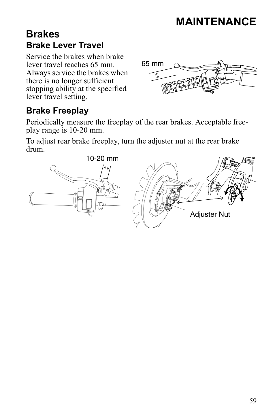 Maintenance, Brakes | Polaris Phoenix 9922500 User Manual | Page 61 / 96