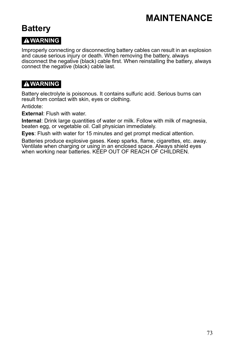 Maintenance, Battery | Polaris Phoenix 9922500 User Manual | Page 75 / 96
