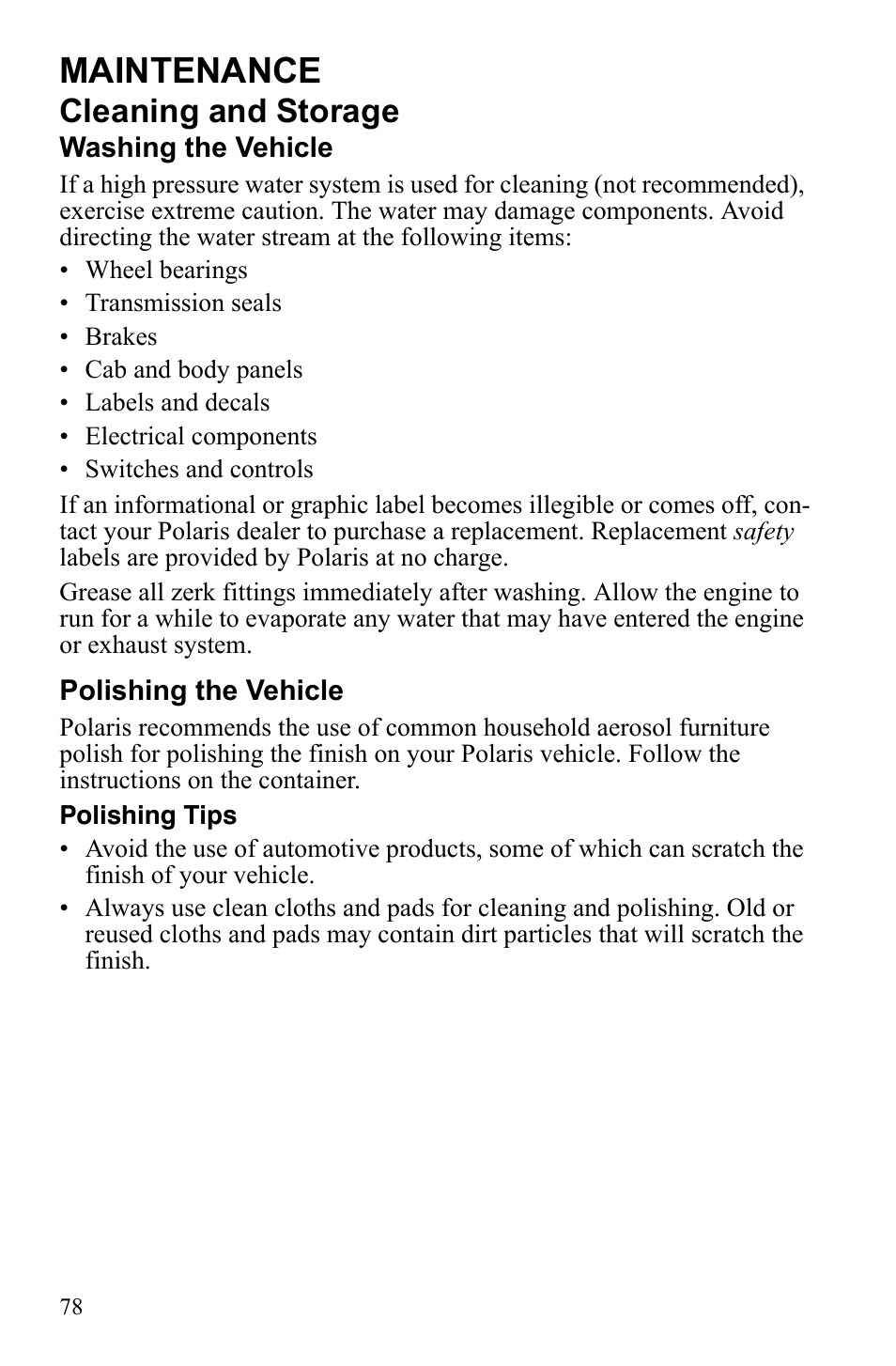 Maintenance, Cleaning and storage | Polaris Phoenix 9922500 User Manual | Page 80 / 96