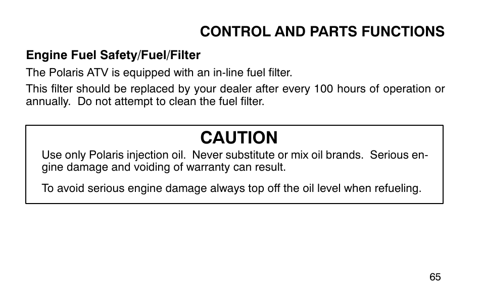 Caution | Polaris Sportsman 90 User Manual | Page 101 / 220