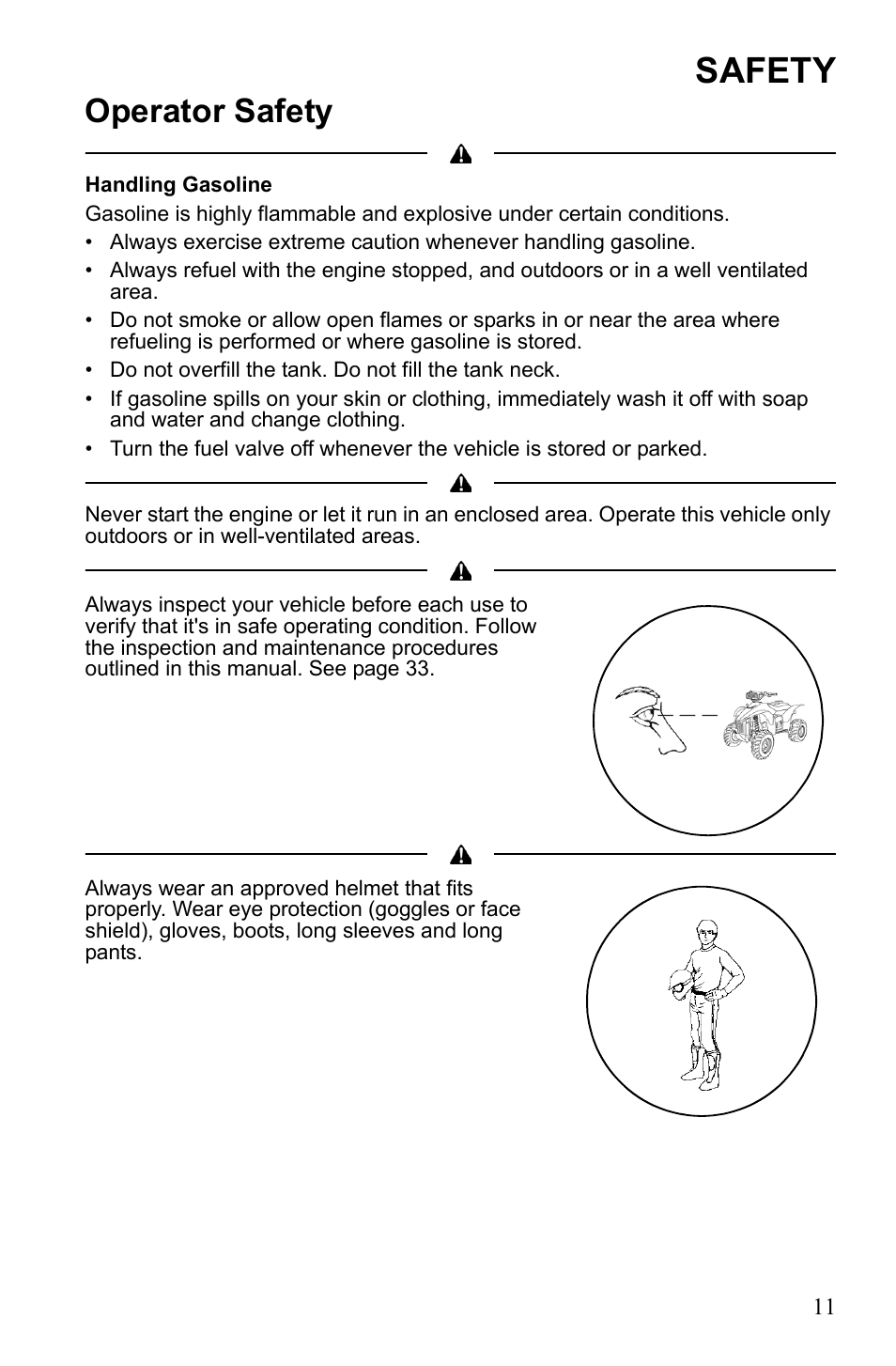 Safety, Operator safety | Polaris Scrambler 9922077 User Manual | Page 13 / 117