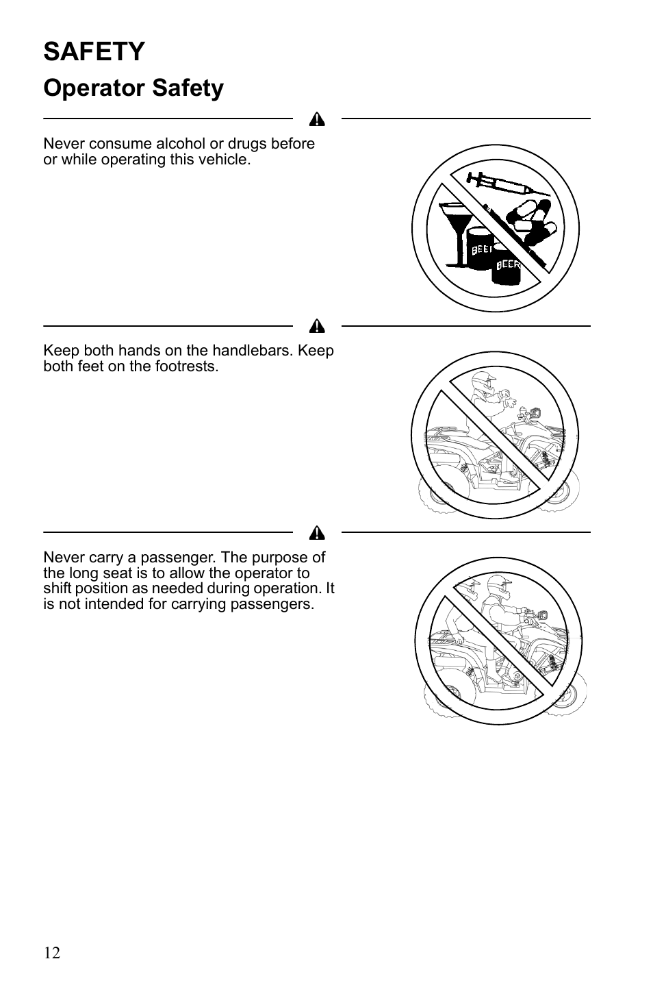 Safety, Operator safety | Polaris Scrambler 9922077 User Manual | Page 14 / 117