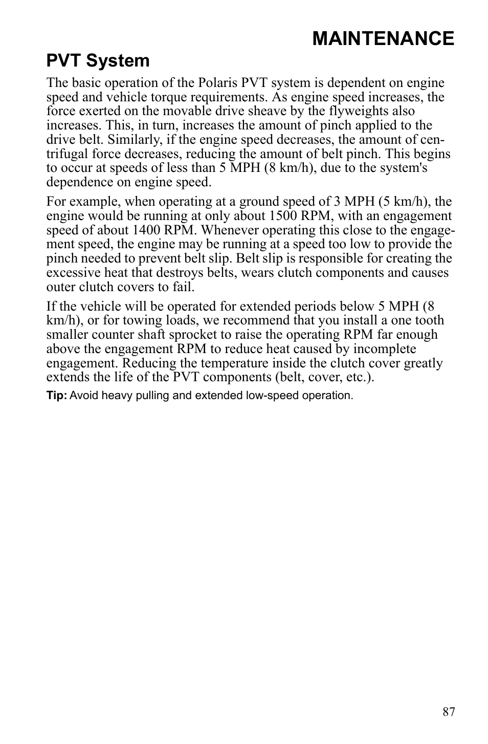 Maintenance, Pvt system | Polaris Scrambler 9922077 User Manual | Page 89 / 117