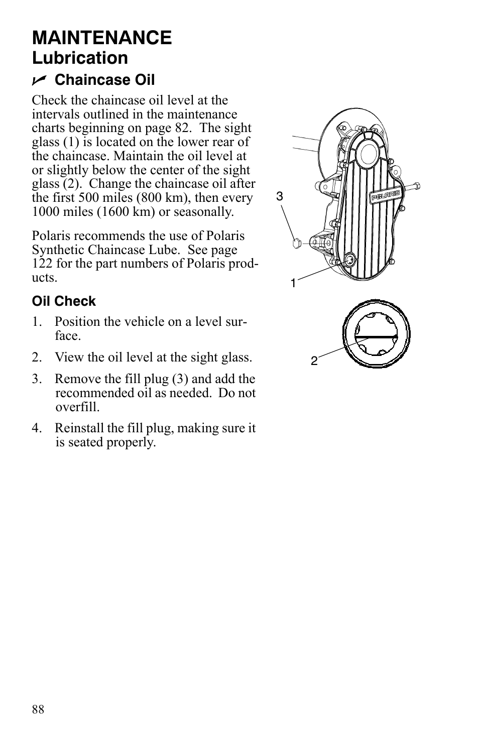 Maintenance, Lubrication | Polaris 600 HO IQ User Manual | Page 91 / 145