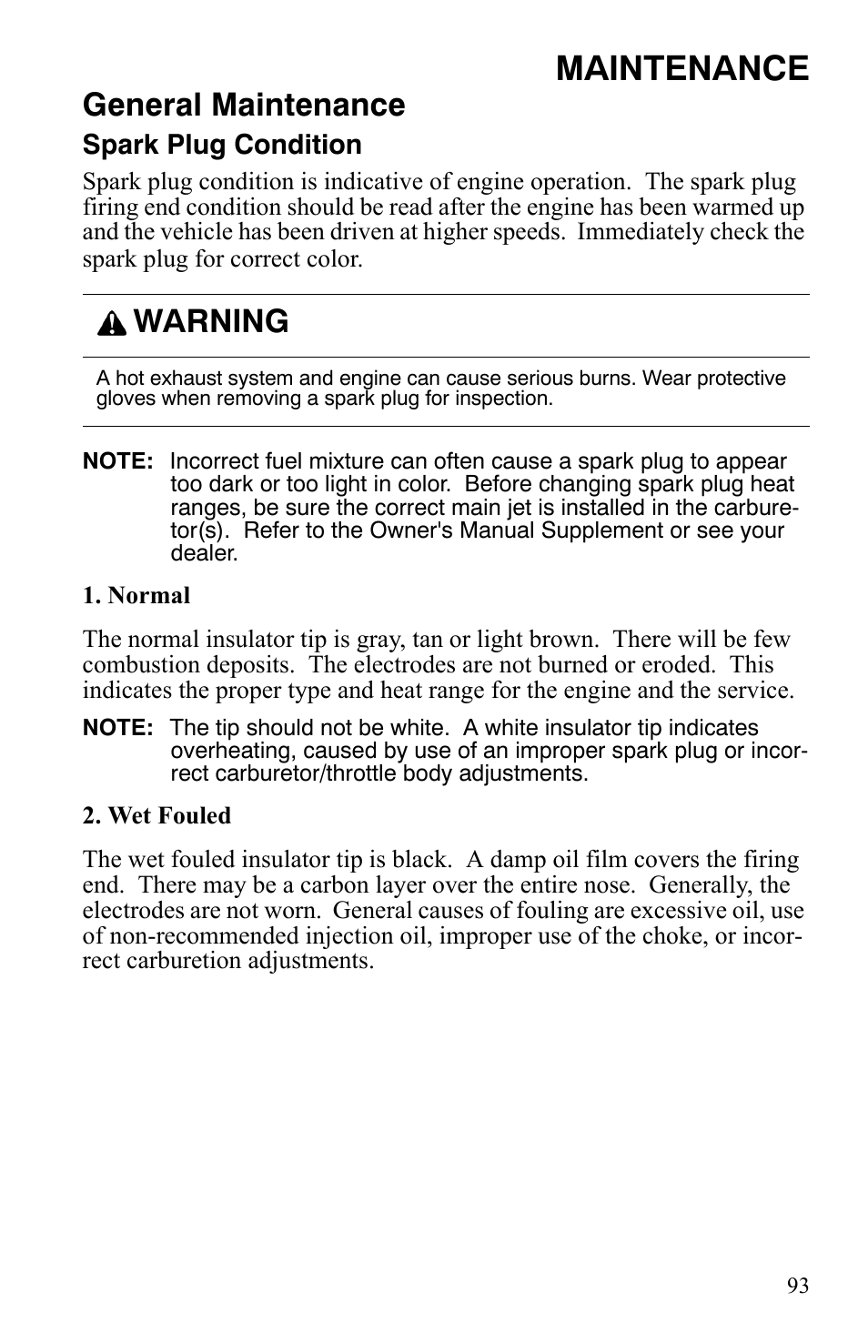 Maintenance, General maintenance, Warning | Polaris 600 Fusion User Manual | Page 96 / 145