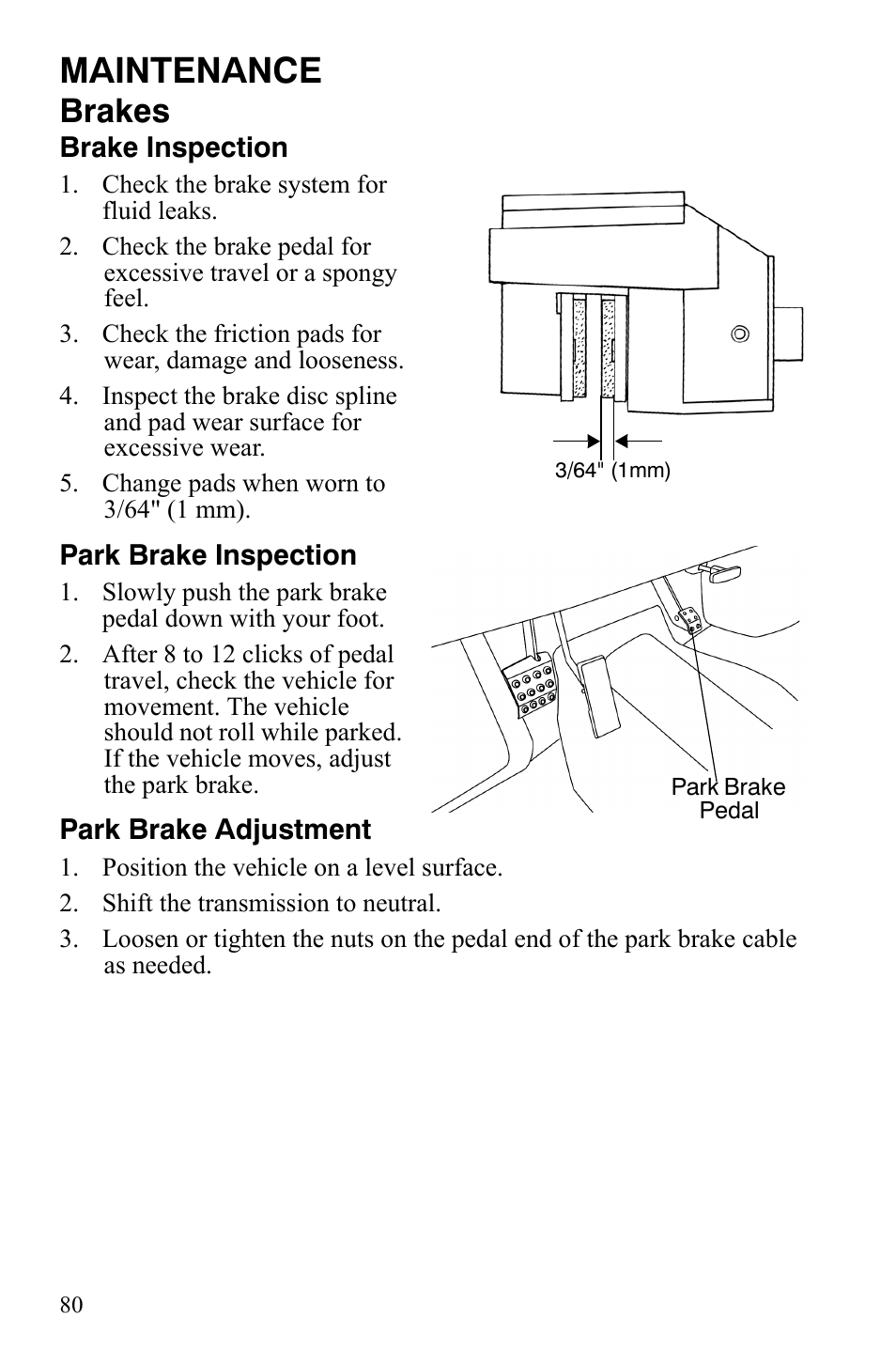 Maintenance, Brakes | Polaris 4X4 500 EFI User Manual | Page 83 / 124