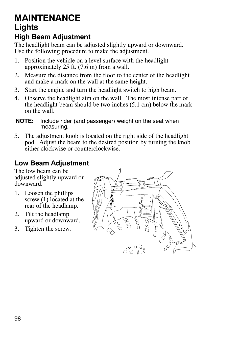 Maintenance, Lights | Polaris Sportsmabn X2 500 EFI User Manual | Page 101 / 136