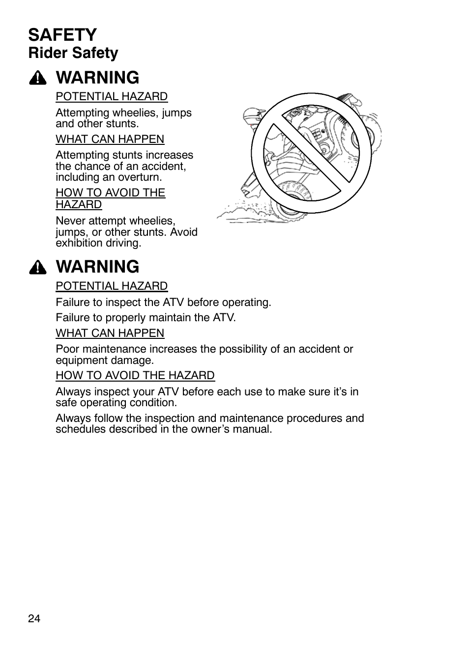 Safety, Warning, Rider safety | Polaris Sportsmabn X2 500 EFI User Manual | Page 27 / 136