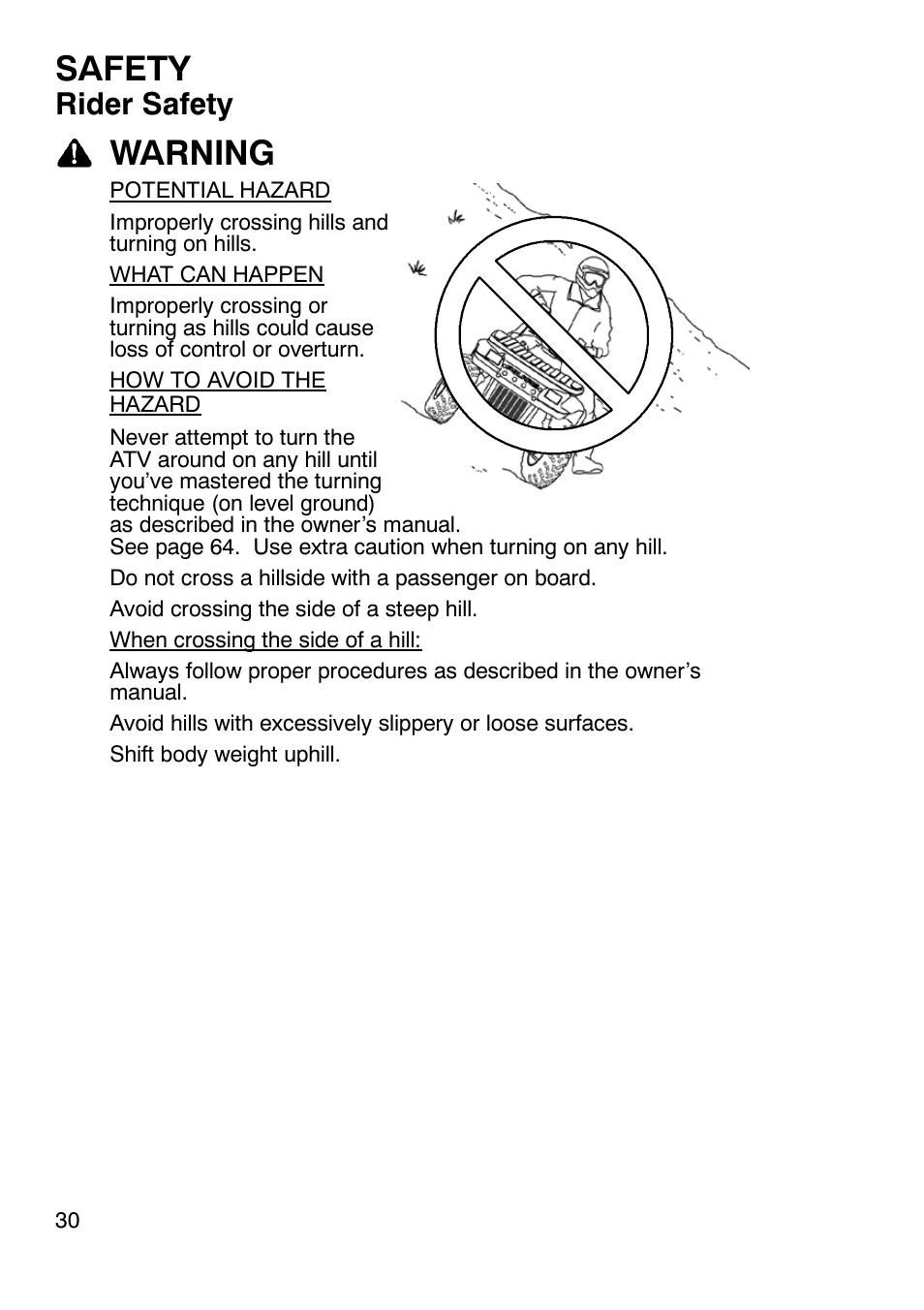Safety, Warning, Rider safety | Polaris Sportsmabn X2 500 EFI User Manual | Page 33 / 136