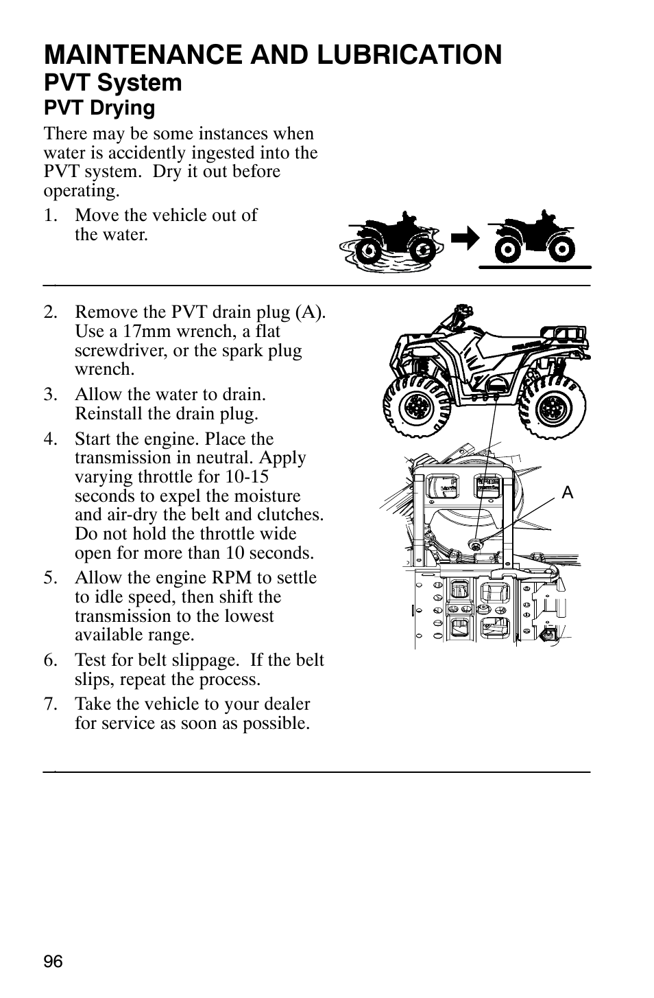Maintenance and lubrication, Pvt system | Polaris Hawkeye 4x4 User Manual | Page 99 / 134