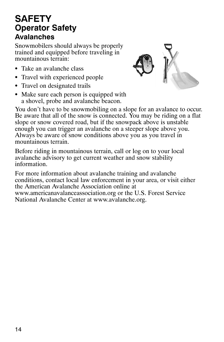 Safety, Operator safety | Polaris 600 EDGE Touring 121 User Manual | Page 17 / 153