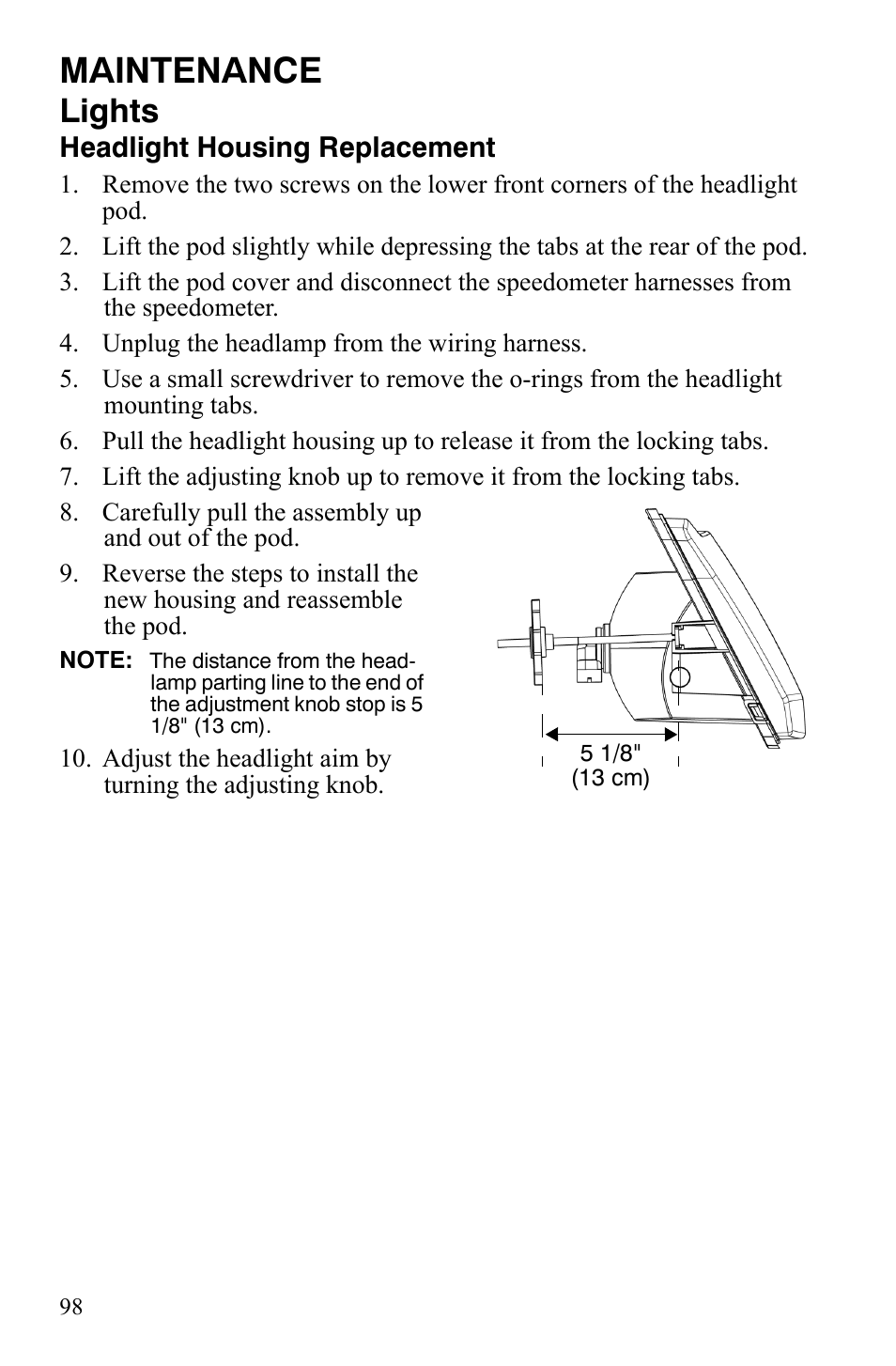 Maintenance, Lights | Polaris Sportsman 9920629 User Manual | Page 101 / 143