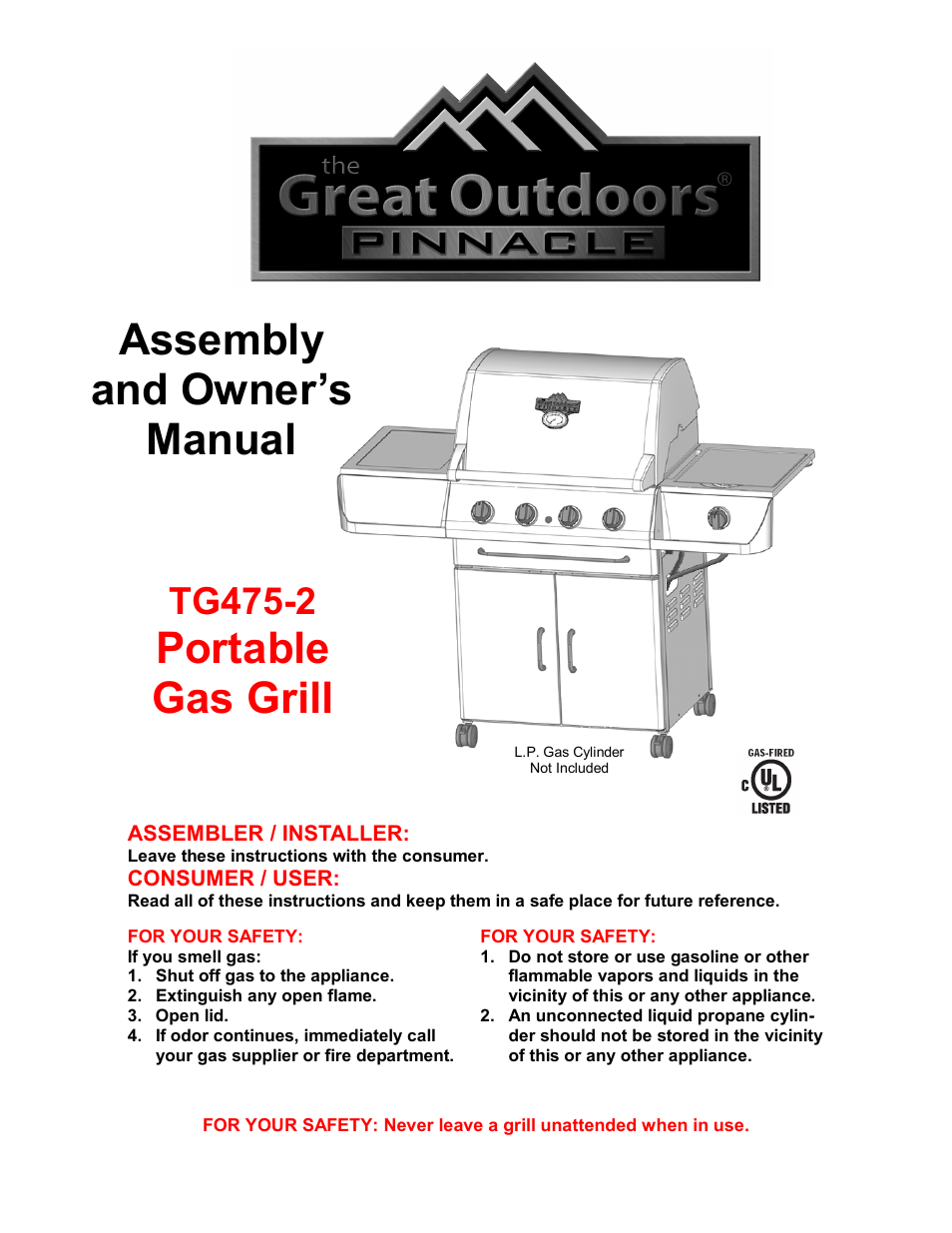 Pinnacle Speakers TG475-2 User Manual | 9 pages