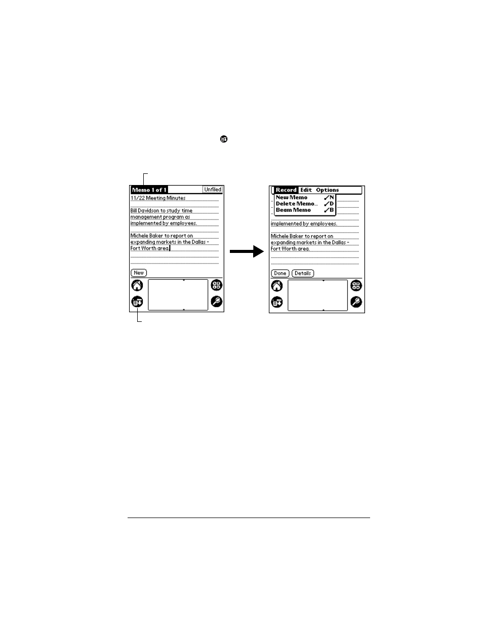To open the menu bar, Choosing a menu, Graffiti menu commands | Palm IIIc User Manual | Page 27 / 246