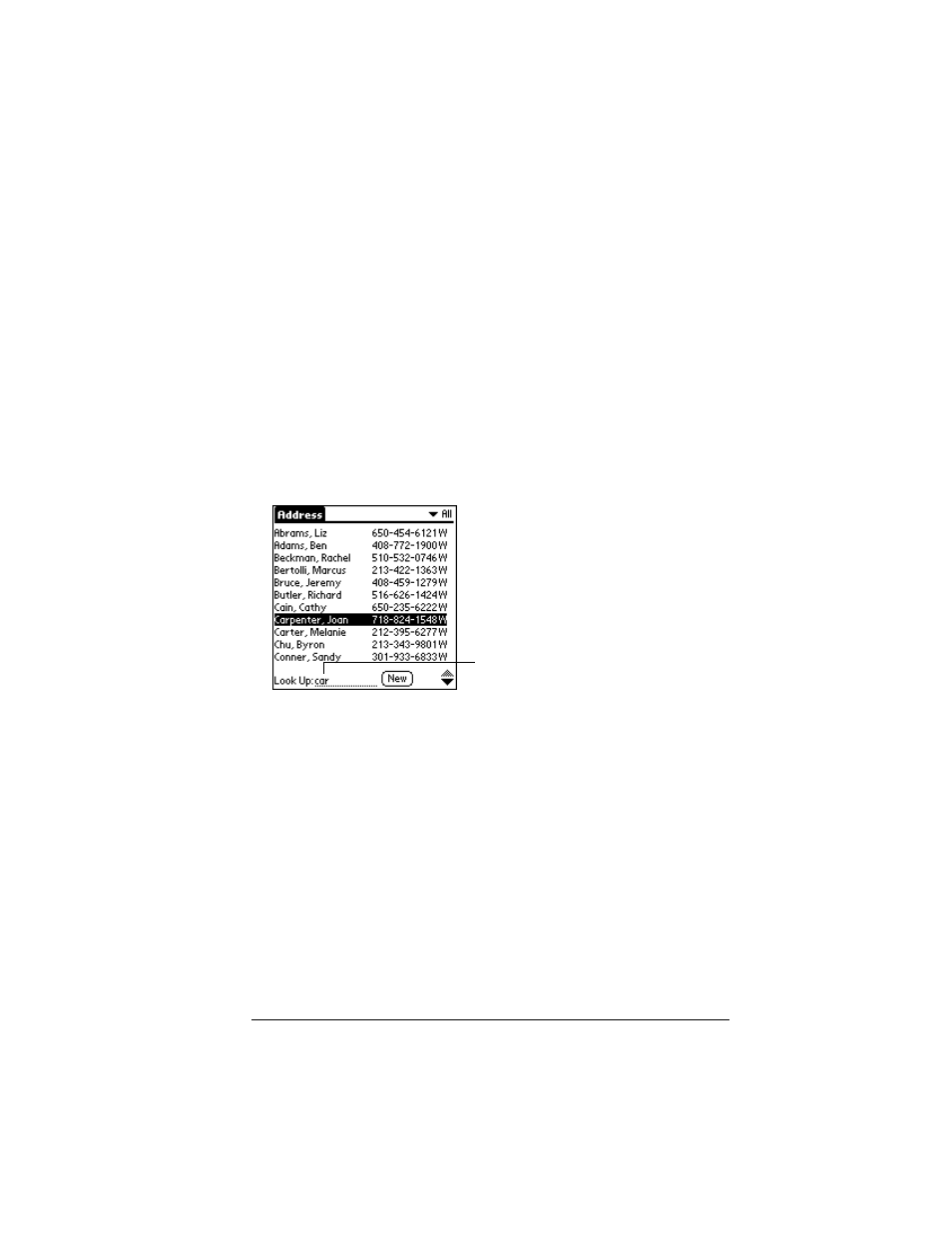 Looking up address book records, To look up an address book record | Palm IIIc User Manual | Page 73 / 246