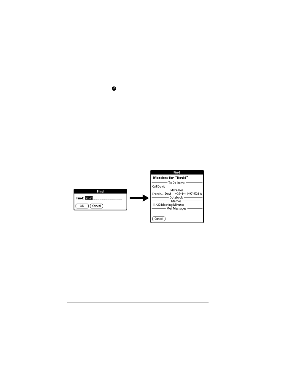 Using find, To use find, Using phone lookup | Palm IIIc User Manual | Page 74 / 246