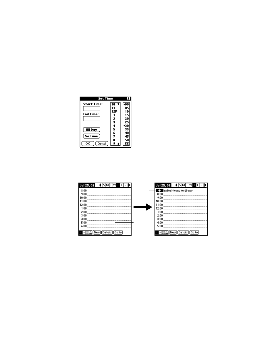 To schedule an untimed event | Palm IIIc User Manual | Page 85 / 246