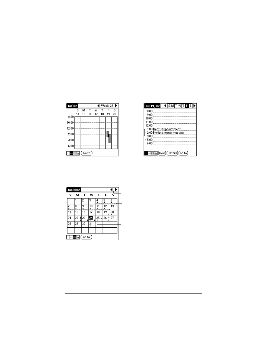 Spotting event conflicts, Working in month view | Palm IIIc User Manual | Page 92 / 246