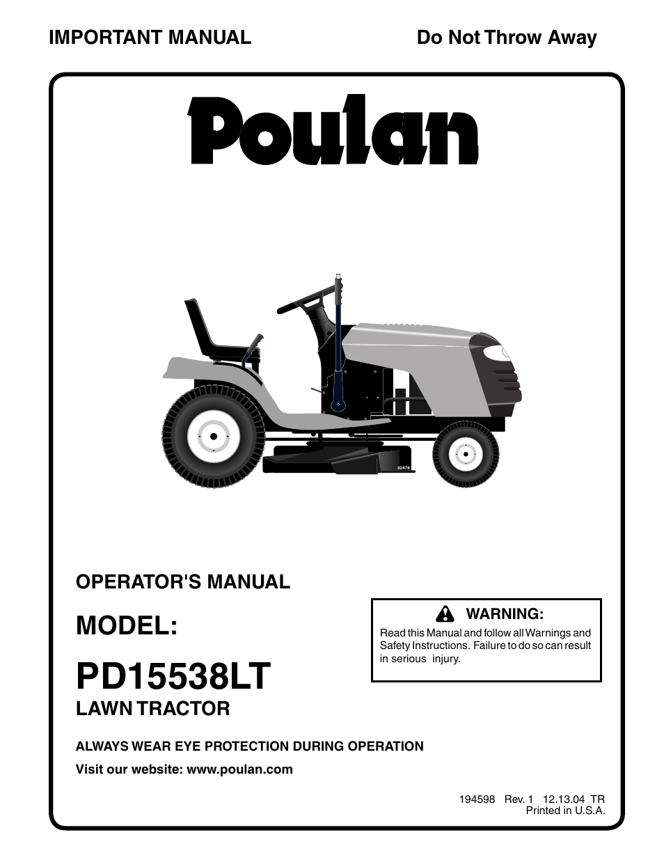 Poulan 194598 User Manual | 30 pages