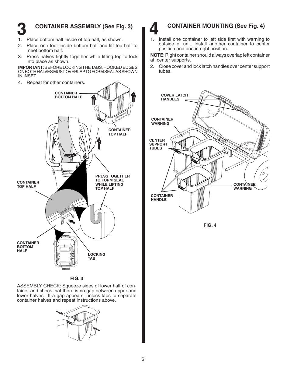 Container mounting (see fig. 4), Container assembly (see fig. 3) | Poulan 96072000900 User Manual | Page 6 / 11