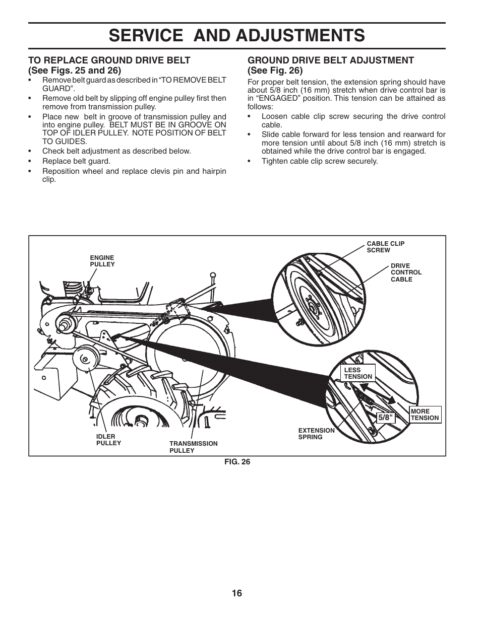 Service and adjustments | Poulan 96092000500 User Manual | Page 16 / 22