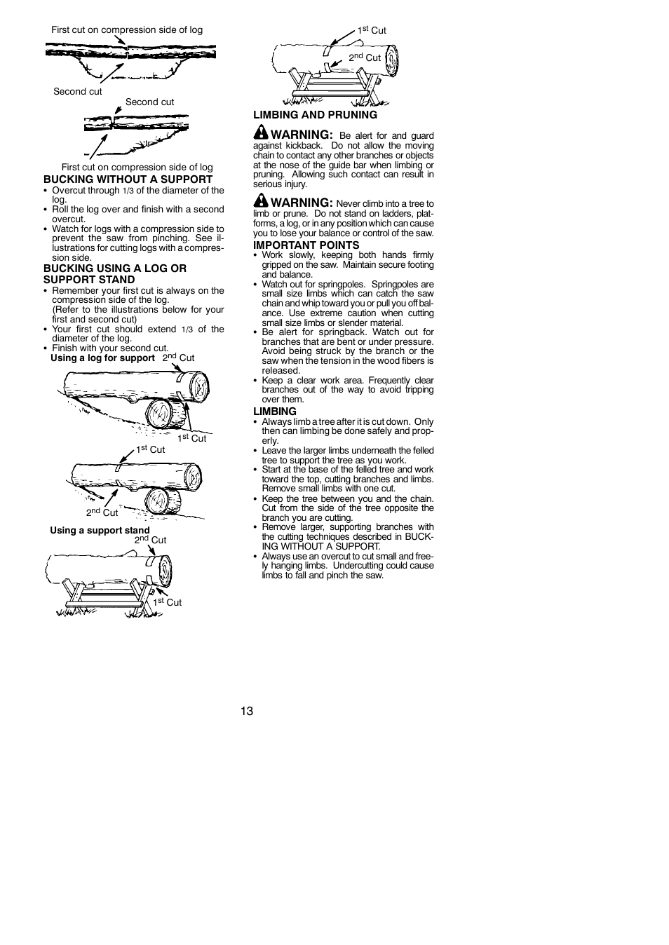 Warning | Poulan 545186808 User Manual | Page 13 / 20