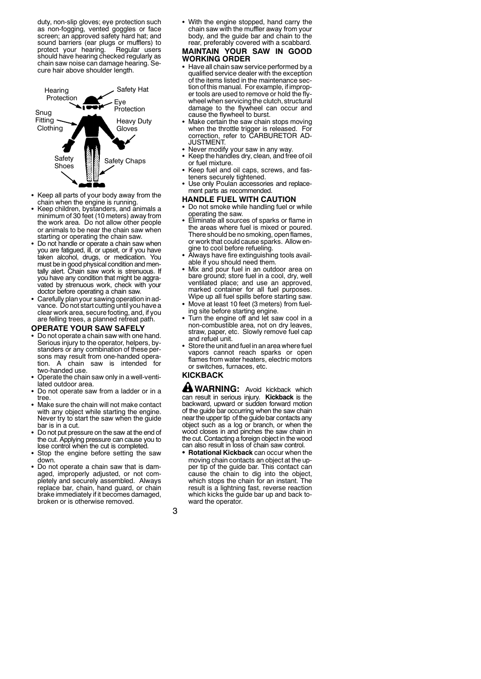 Warning | Poulan 545186808 User Manual | Page 3 / 20
