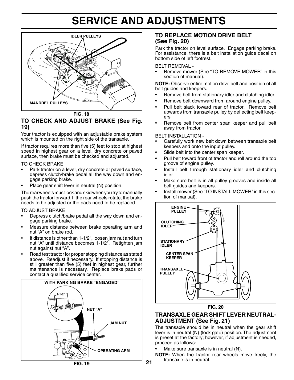 Service and adjustments | Poulan 195506 User Manual | Page 21 / 30