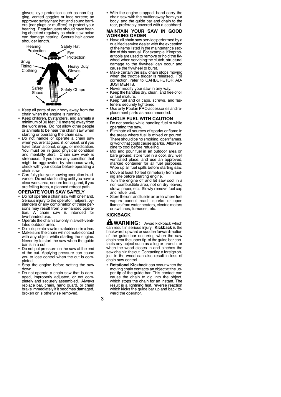 Warning | Poulan 545123644 User Manual | Page 3 / 18