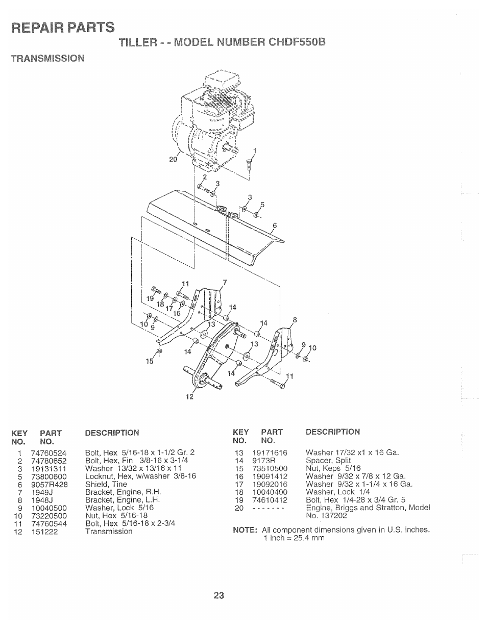 Пр f ep.-ivff ,rhi 550b, Traf^smission, Repair parts | Poulan CHDF550B User Manual | Page 23 / 24