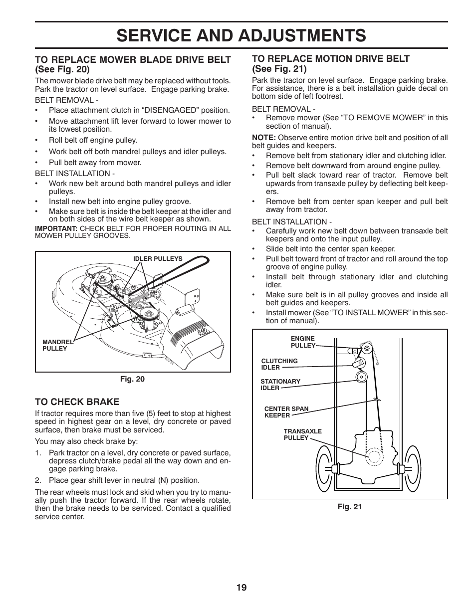 Service and adjustments | Poulan XT 96016002400 User Manual | Page 19 / 26