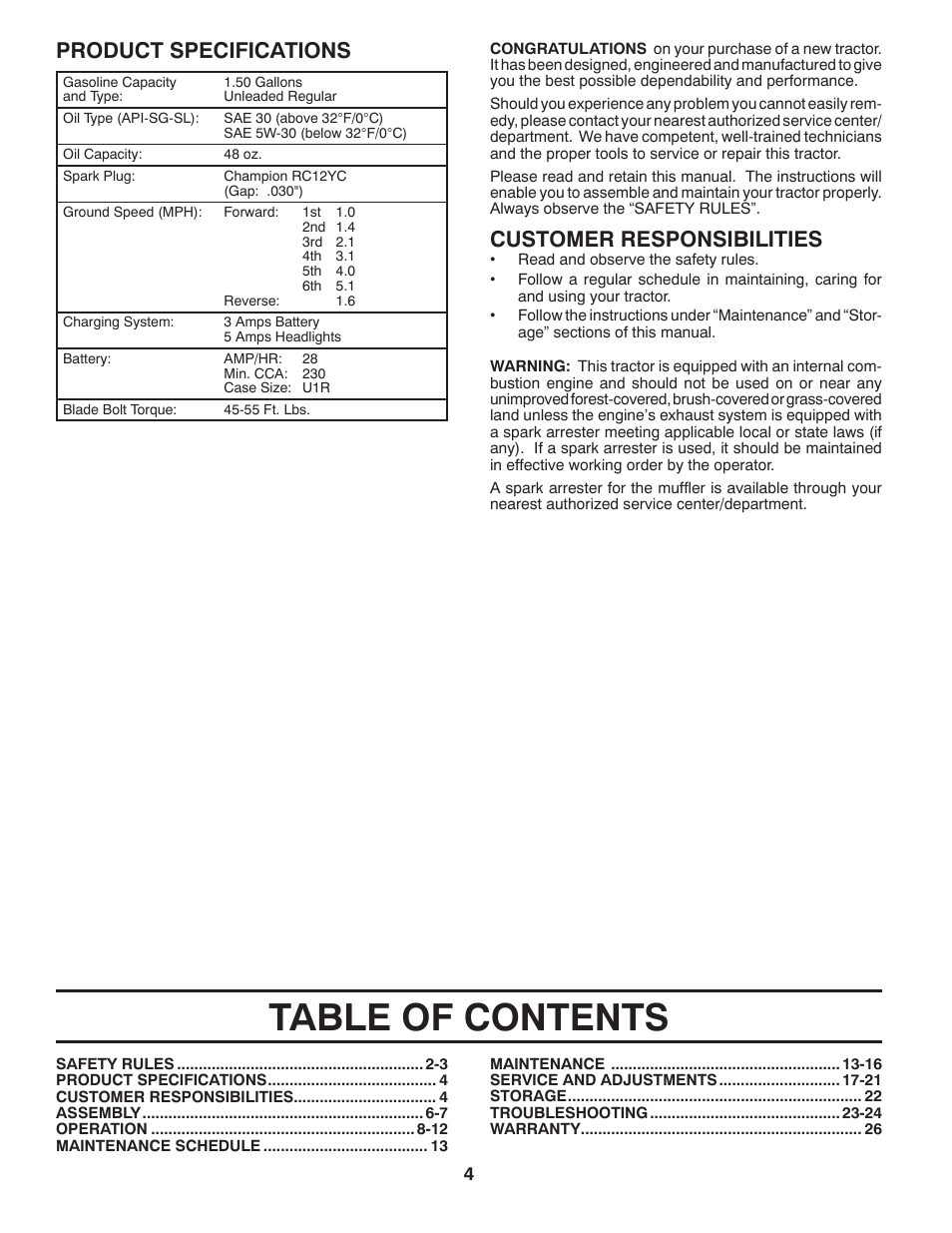 Poulan XT 96016002400 User Manual | Page 4 / 26
