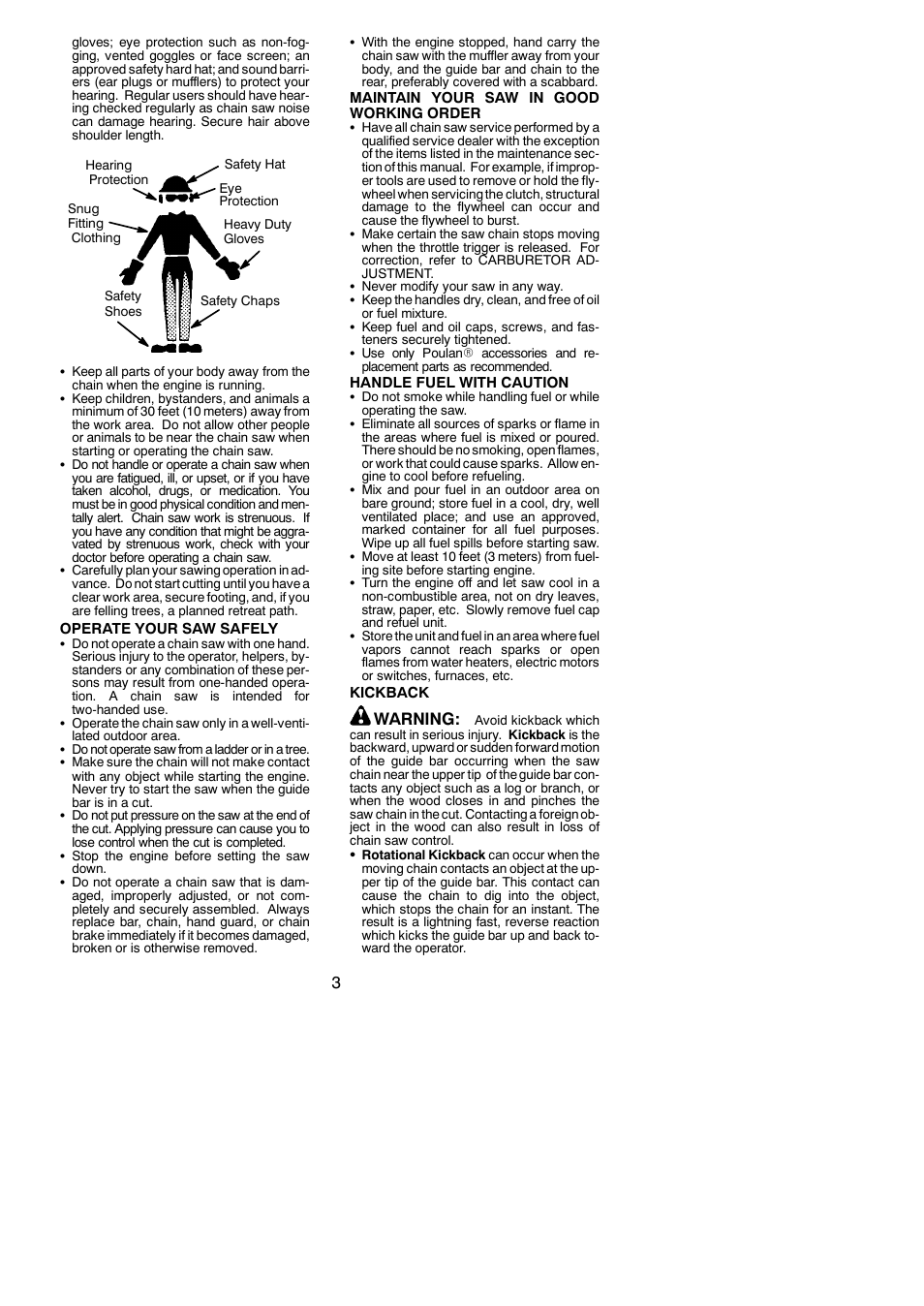 Warning | Poulan 545047535 User Manual | Page 3 / 19