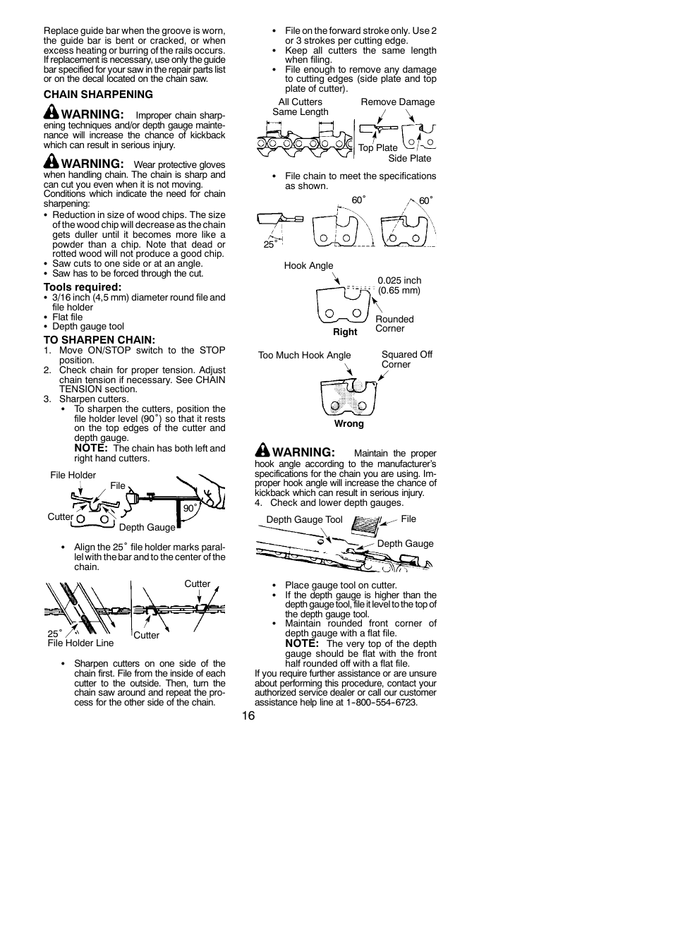 Warning | Poulan PP4620AV User Manual | Page 16 / 20