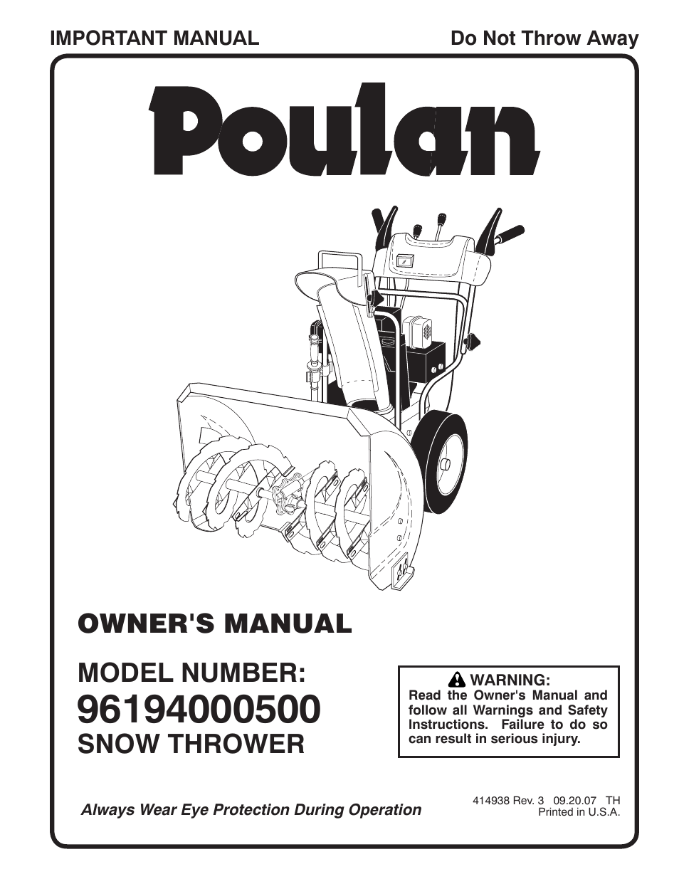 Poulan 96194000500 User Manual | 48 pages