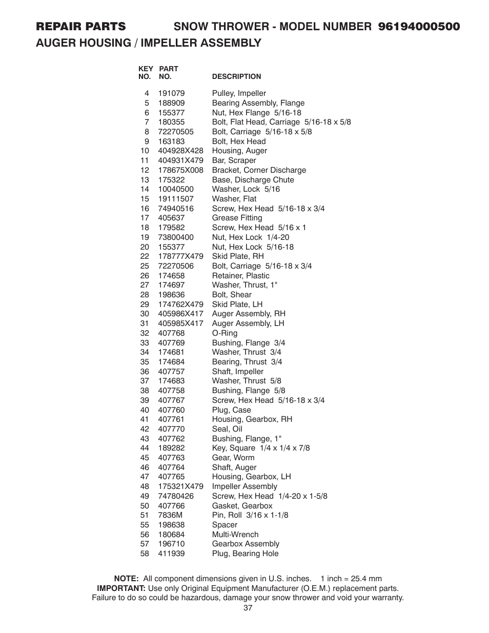 Poulan 96194000500 User Manual | Page 37 / 48