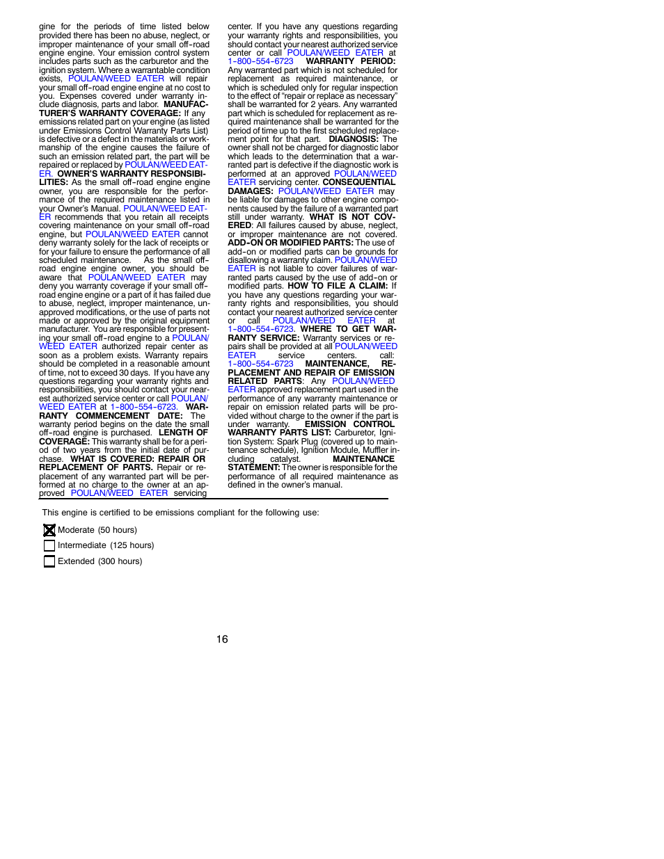 Poulan 2050 User Manual | Page 16 / 16