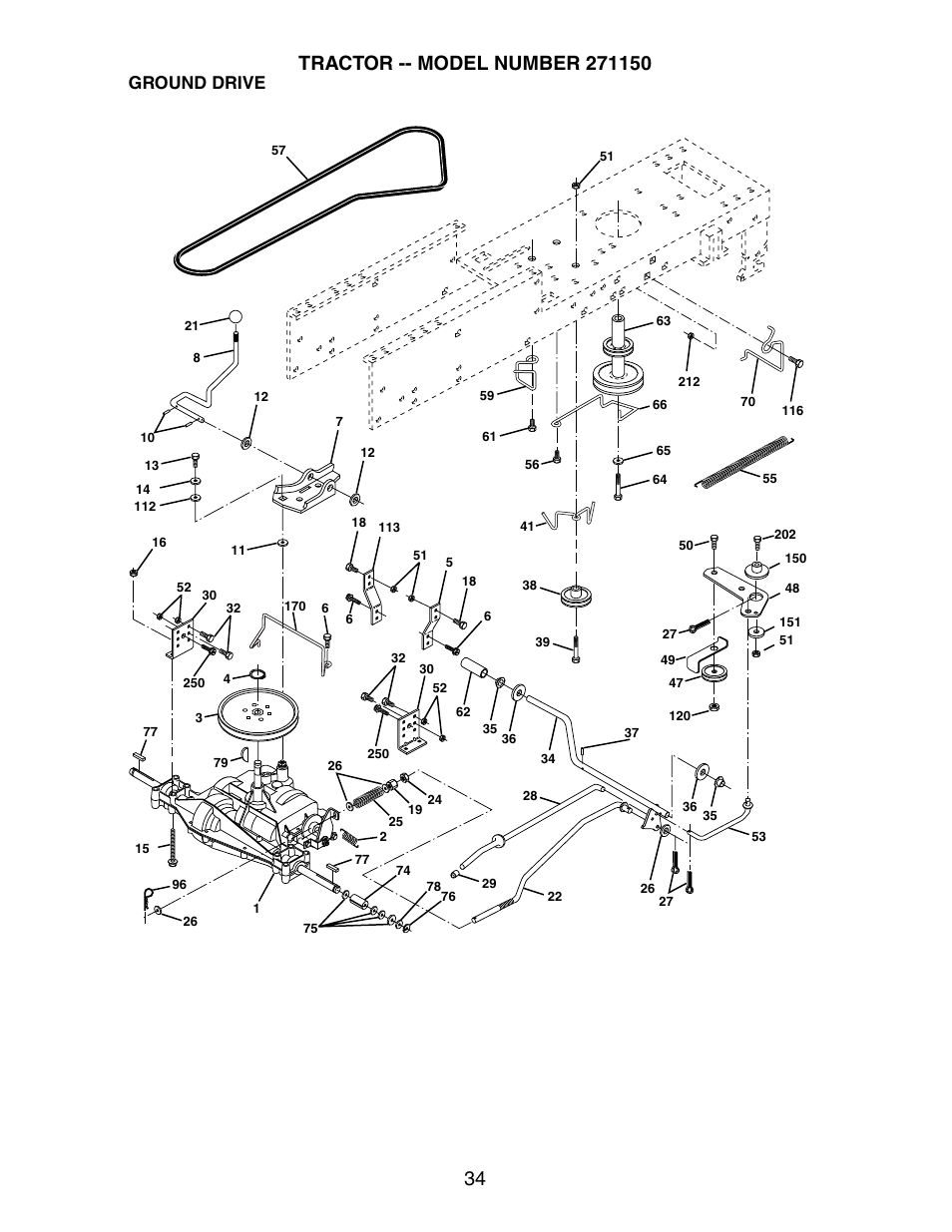 Ground drive | Poulan 2002-11 User Manual | Page 34 / 48