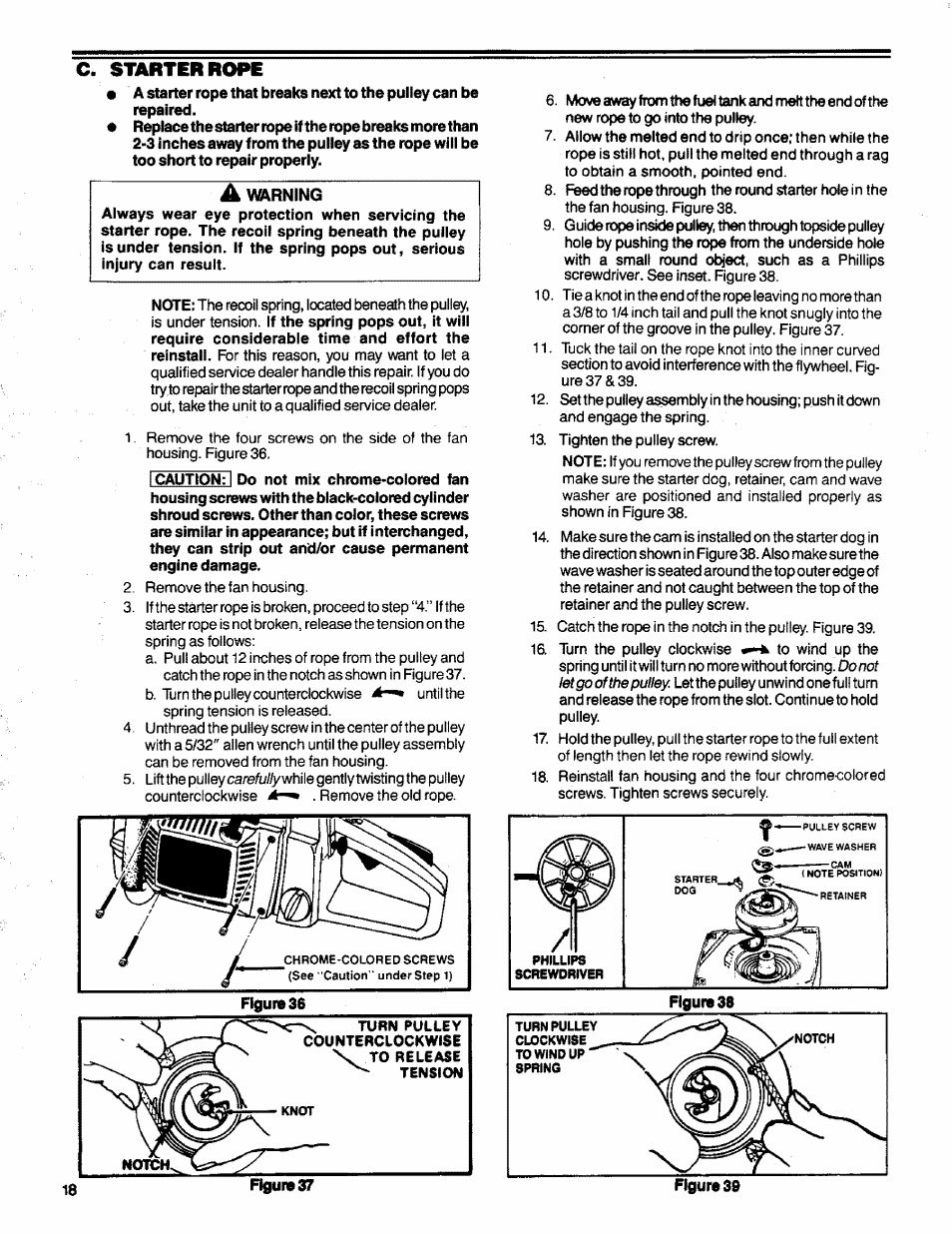 C. smrteilllope, Warning | Poulan 3300 User Manual | Page 18 / 24